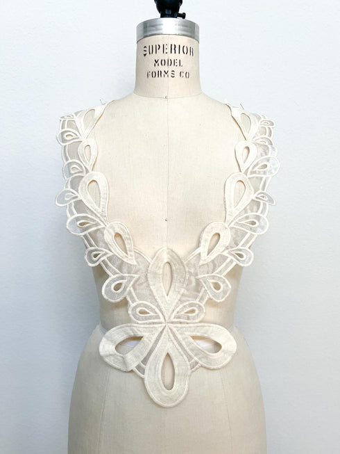 Ecru Embroidered Applique for Front Top Large